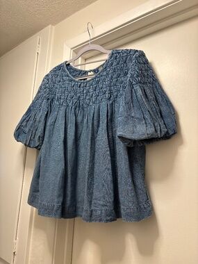 Anthropologie gathered details babydoll shirt - size small